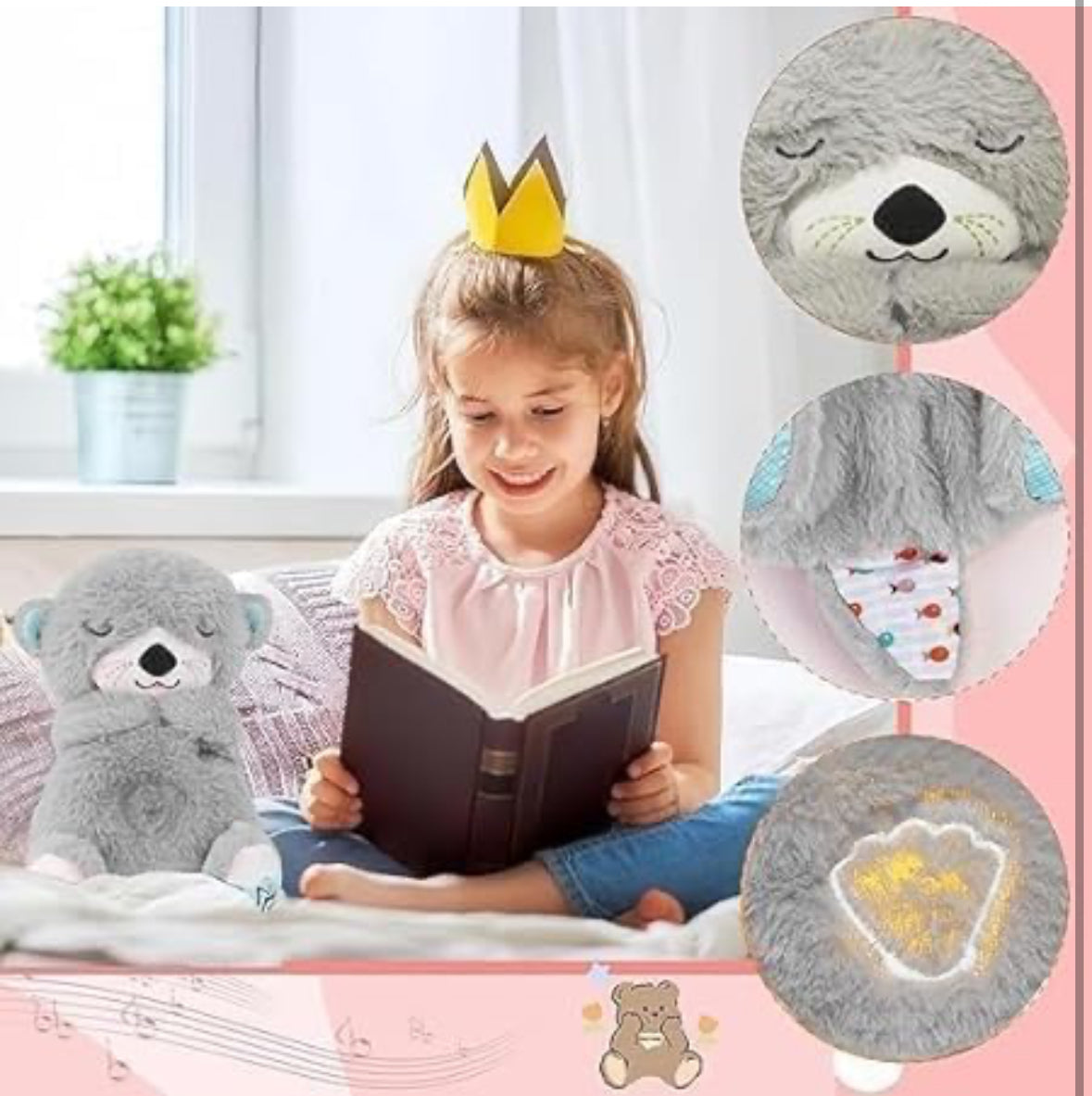 Soft Breathing Teddy with Music & Lights