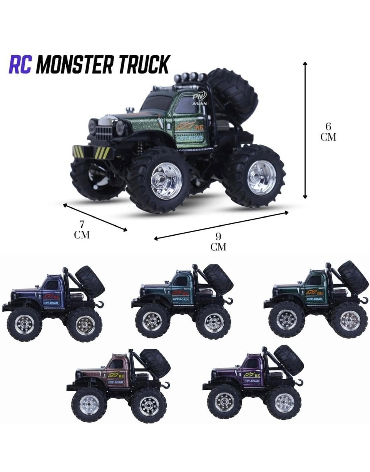 RC Monster Truck for Kids, Mini RC Off Road Car with LED Lights, USB Rechargeable, 2.4GHz Wireless RC Car, Shock Absorber, Big Rubber Tires, Toy Gift for Boys & Girls Age 3