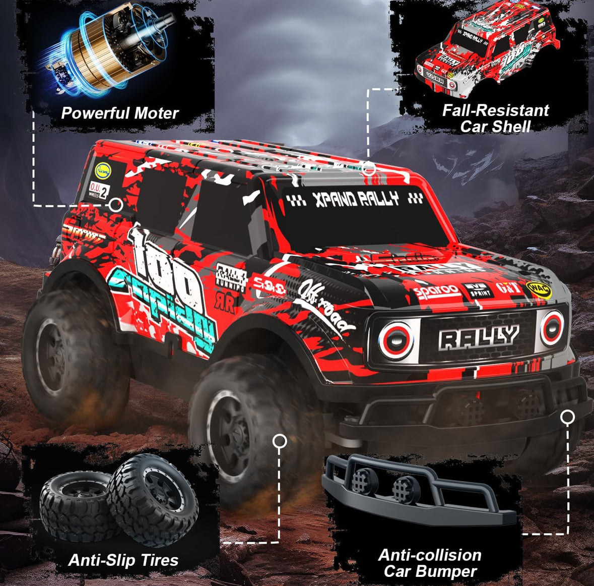 Remote Control Car, 1/24 Scale Light Up Racing Car Toys with Cool Led Lights