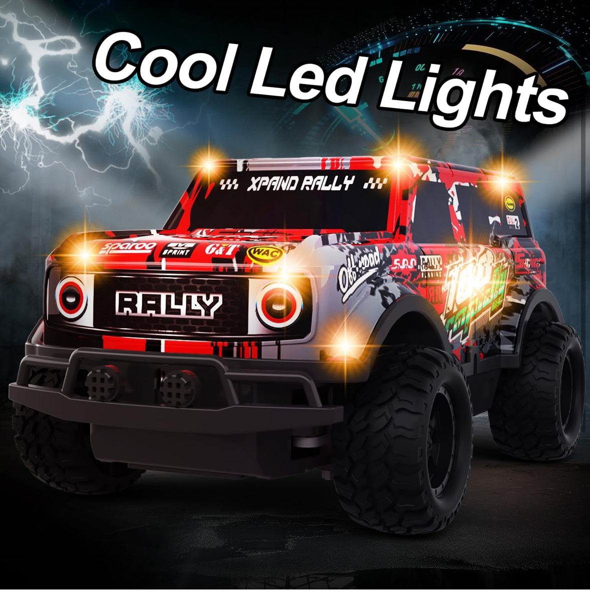 Remote Control Car, 1/24 Scale Light Up Racing Car Toys with Cool Led Lights