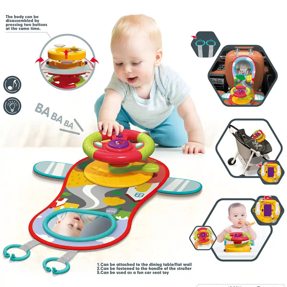 New Steering Wheel With Light & Music for Kids