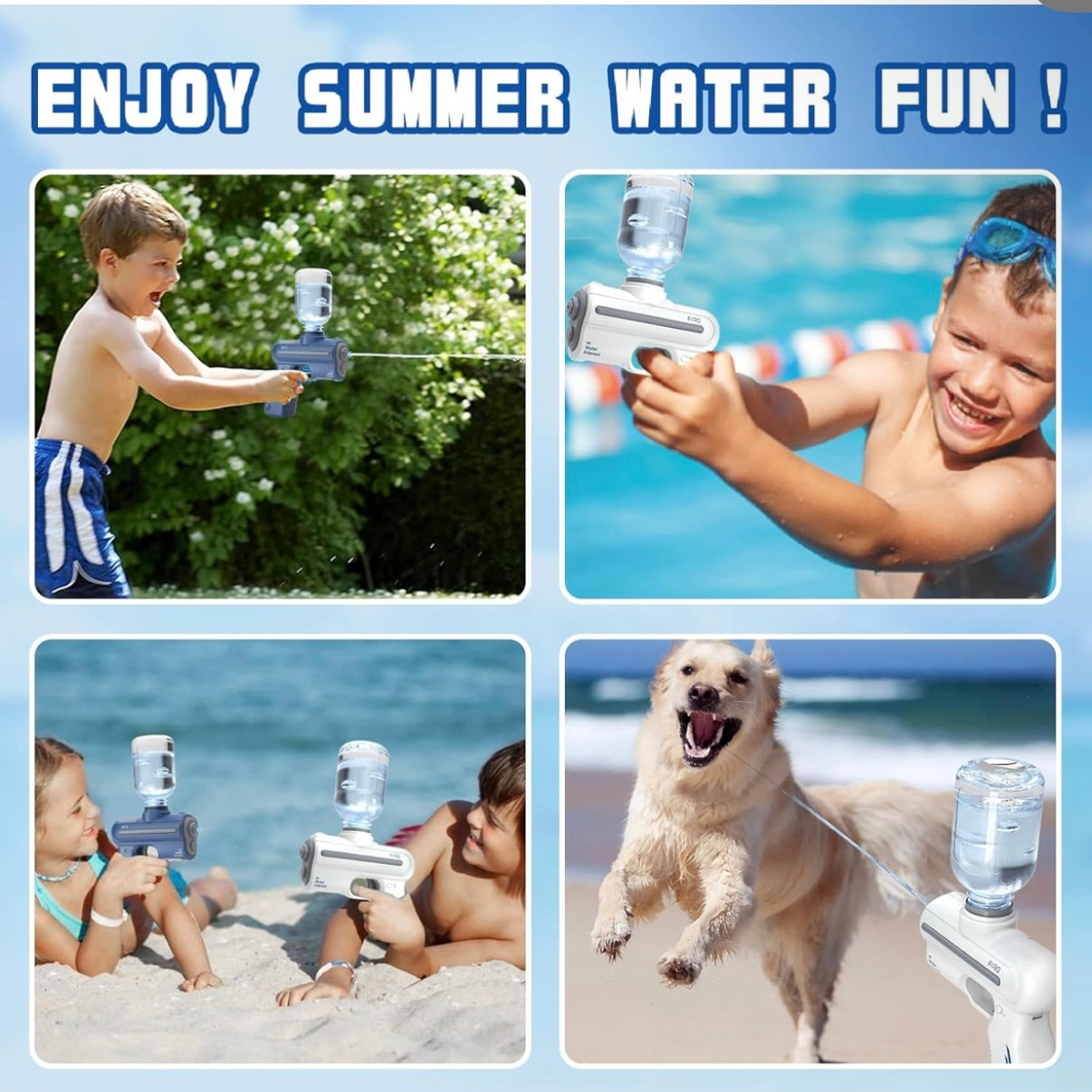 Electric Water Gun, Rechargeable Automatic Squirt Guns Up to 26 FT Range, One-Button Powerful Squirt Guns