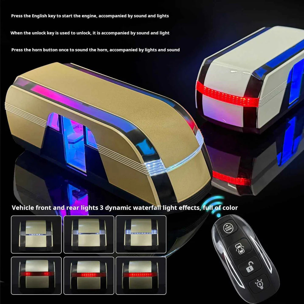 Tesla robovan Metal body Scale model 1/24 with one key car - diecast car with lights with remote controlled doors