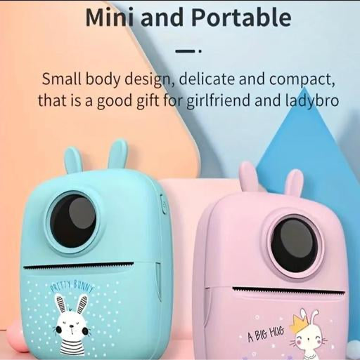 Rabbit printer with roll - thermal Pribter with new inkless techonology - mini printer with bluetooth - portable printer for kids and school project