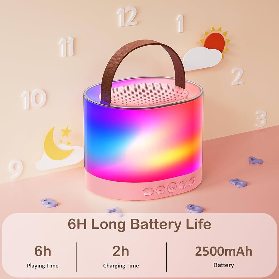 Ne K 52 Karaoke Portable Bluetooth speaker with 2 Microphone and color changing lights Wireless Microphone for kids