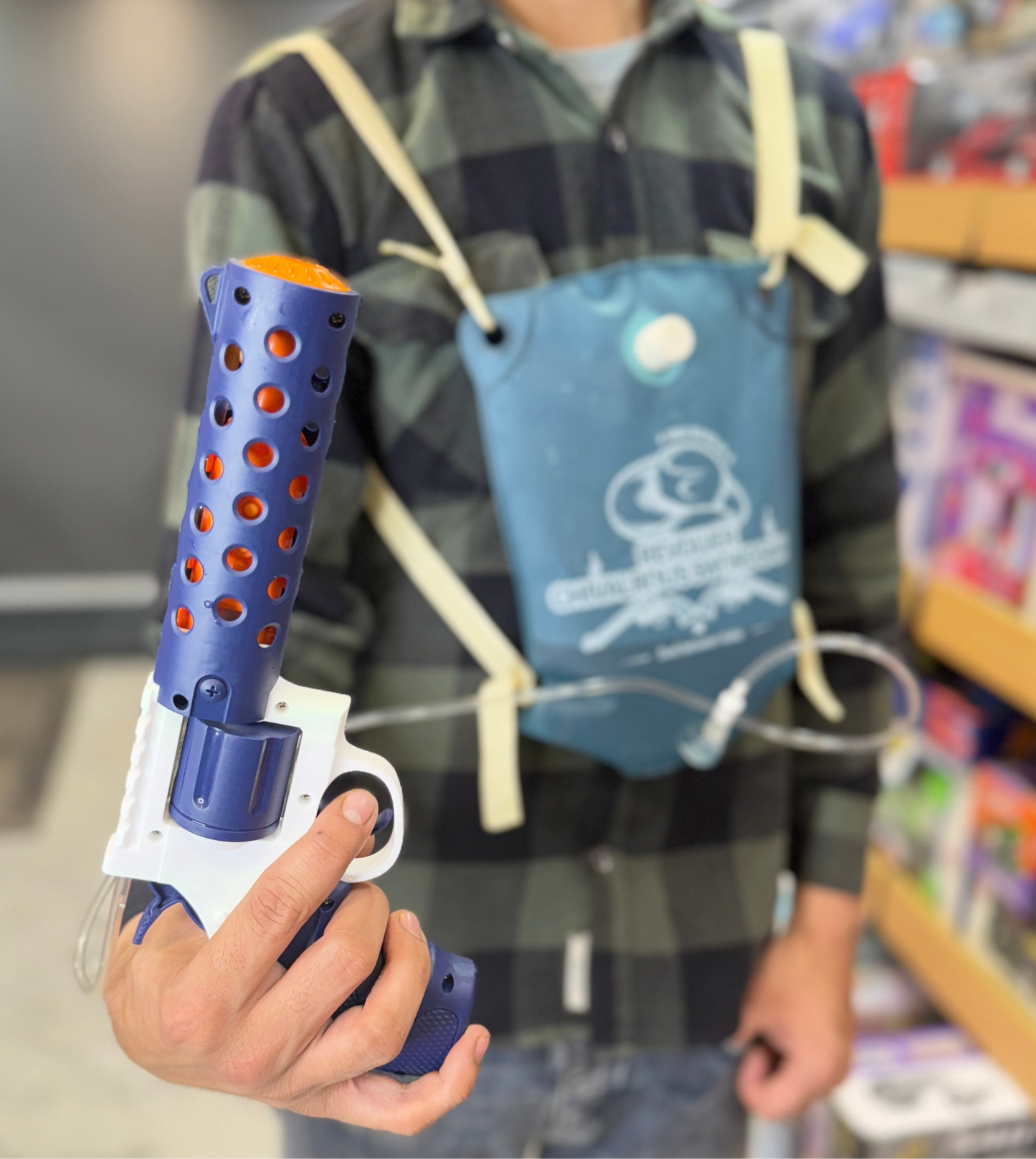 Revolver Electric Water Gun with Bag for Kids - Rechargeable water gun with 750 CC Silicon bag