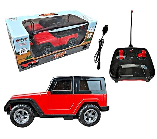 Remote Control Thar Car, LED Lights with Music, USB Rechargeable Off-Road Toy Vehicle for Kids