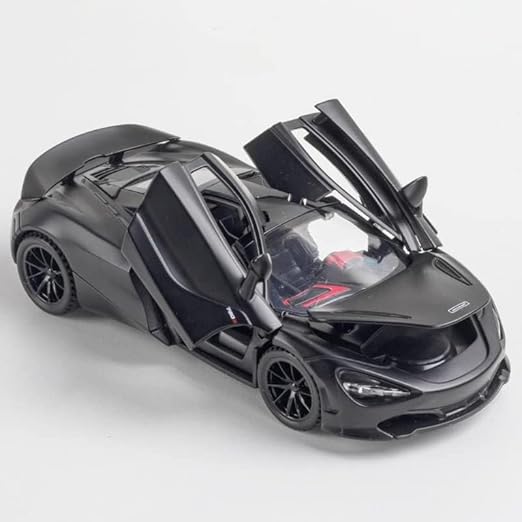1:32 Scale Exclusive Alloy Metal Pull Back Die-cast Car Model with Sound Light Mini Auto Toy for Kids Metal Model Toy Car with Sound and Light? (MC-Laren 720s -Black).