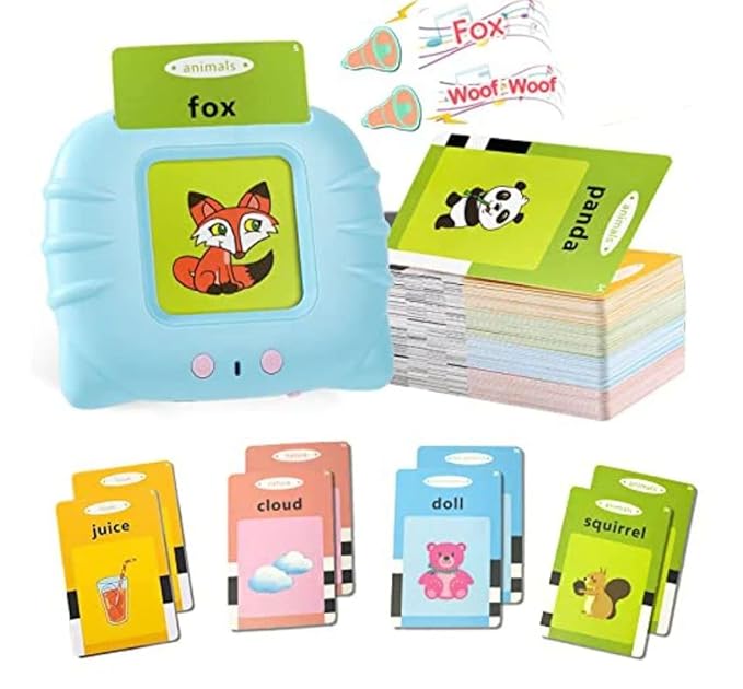 Talking Cognitive_Skills Flash Card Learning Device Toy Early Learning 224 Words Sounds Music Playing Game - USB Rechargeable for Kids (1-6 Years) Toddlers Preschool Education (Random Color)