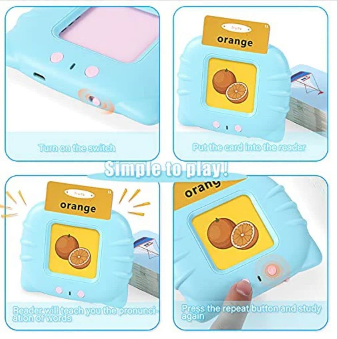 Talking Cognitive_Skills Flash Card Learning Device Toy Early Learning 224 Words Sounds Music Playing Game - USB Rechargeable for Kids (1-6 Years) Toddlers Preschool Education (Random Color)