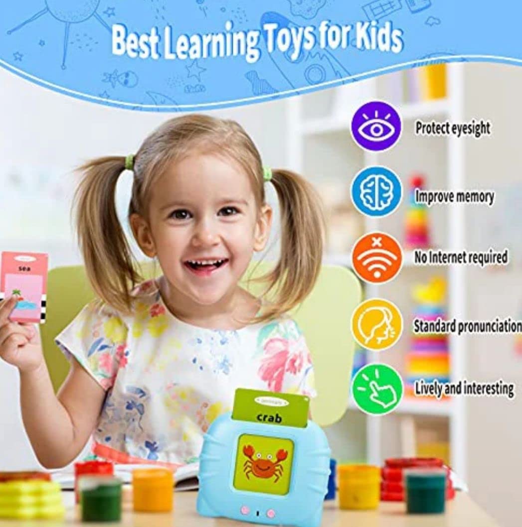 Talking Cognitive_Skills Flash Card Learning Device Toy Early Learning 224 Words Sounds Music Playing Game - USB Rechargeable for Kids (1-6 Years) Toddlers Preschool Education (Random Color)