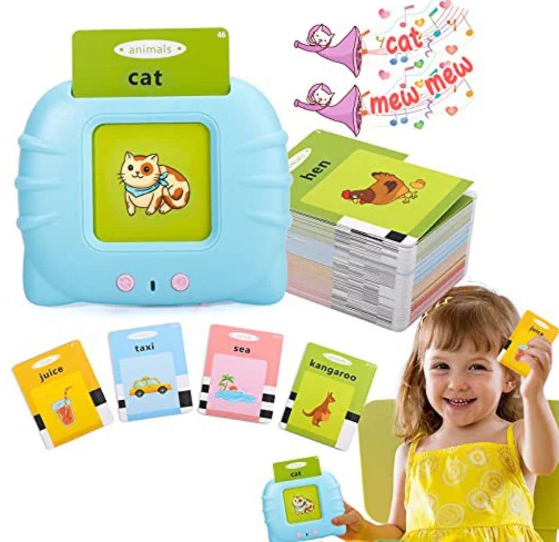 Talking Cognitive_Skills Flash Card Learning Device Toy Early Learning 224 Words Sounds Music Playing Game - USB Rechargeable for Kids (1-6 Years) Toddlers Preschool Education (Random Color)