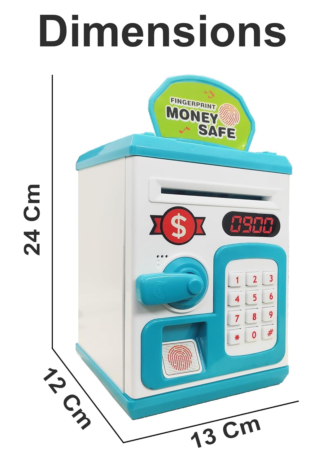 Toys Electronic Money Safe for Kids, Password Protected Piggy Bank with Touch Sensor, Automatic Bill Feeder, Digital Display, Battery Operated
