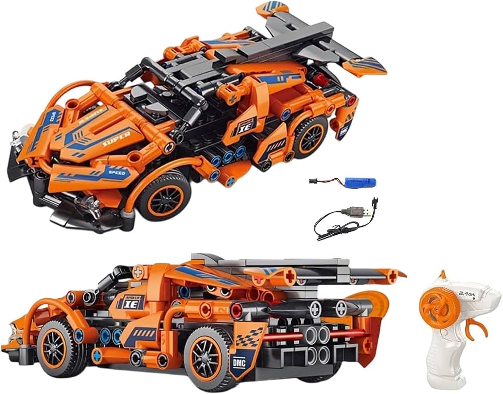 Lamborghini RC Car Kit for Kids & Adults | 2.4GHz Remote Control DIY Sports Car | Rechargeable STEM Building Toy with Openable Doors (Sport mini lebroghini 319 PCS)