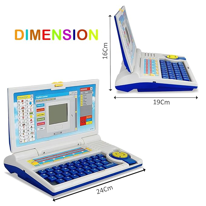 Educational English Learner Laptop Toy, 20 Activities, LCD Display, Musical Notes, Games, Keyboard with Mouse, Battery Operated