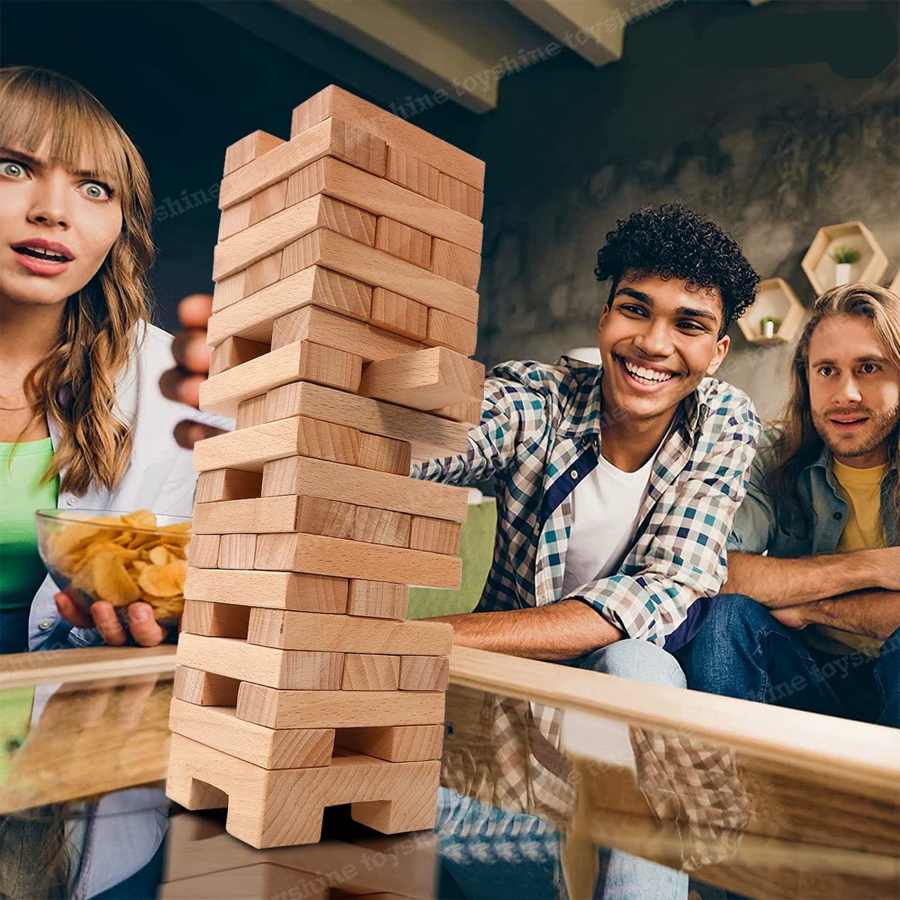 Wooden 54 Wooden Building Block, Party Game, Tumbling Tower Game