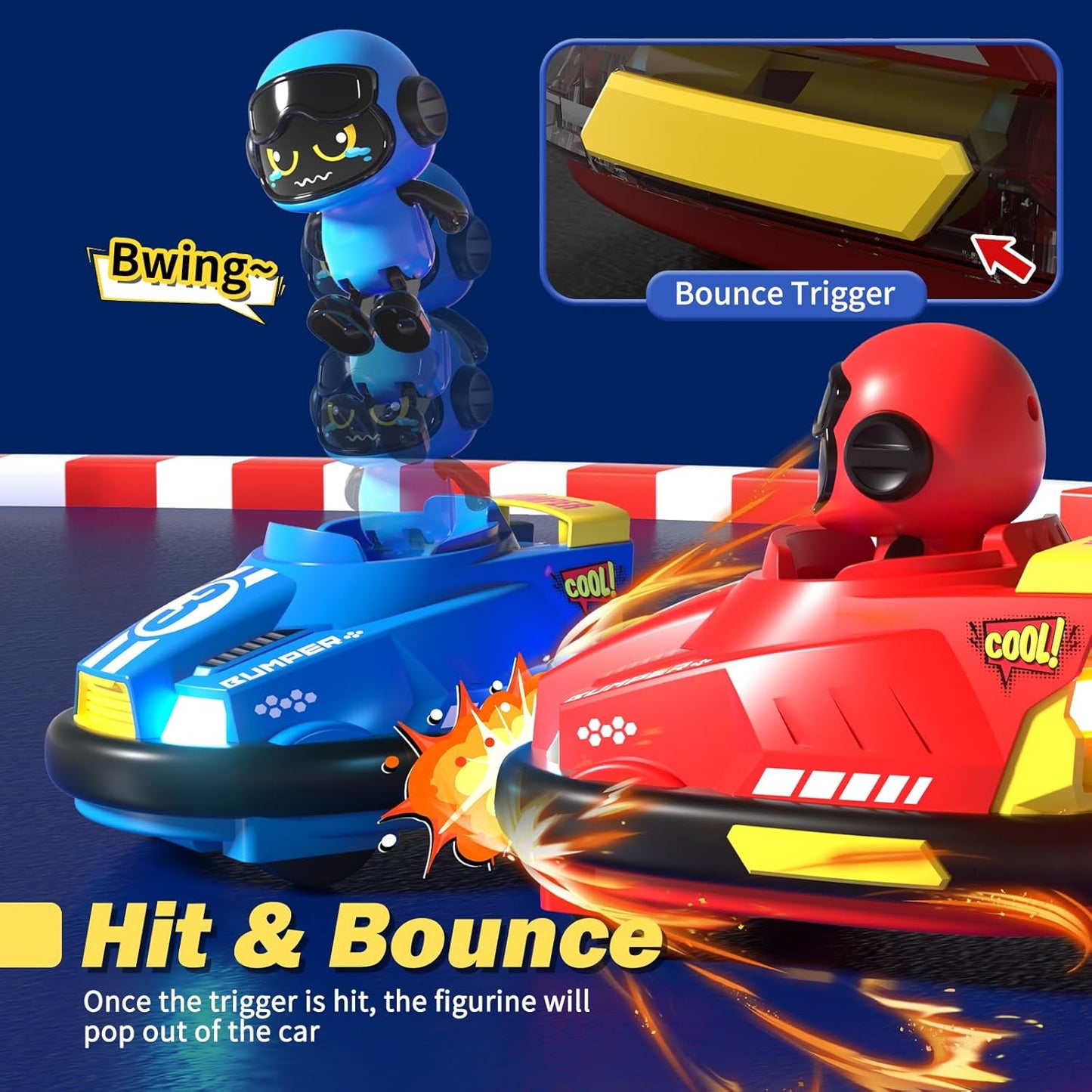 Remote Control Bumper Cars Set with LED Lights, 2-Pack Racing Cars with USB Charging, Multiplayer Racing Toy for Ages 3-8 Years