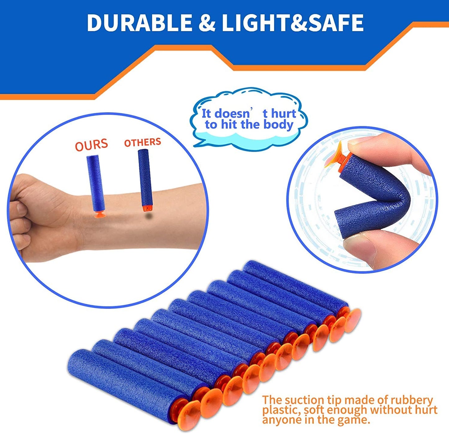 Plastic Foam Toy Bullet Dart Bullets for soft bullet Guns, Blue - 20 pcs