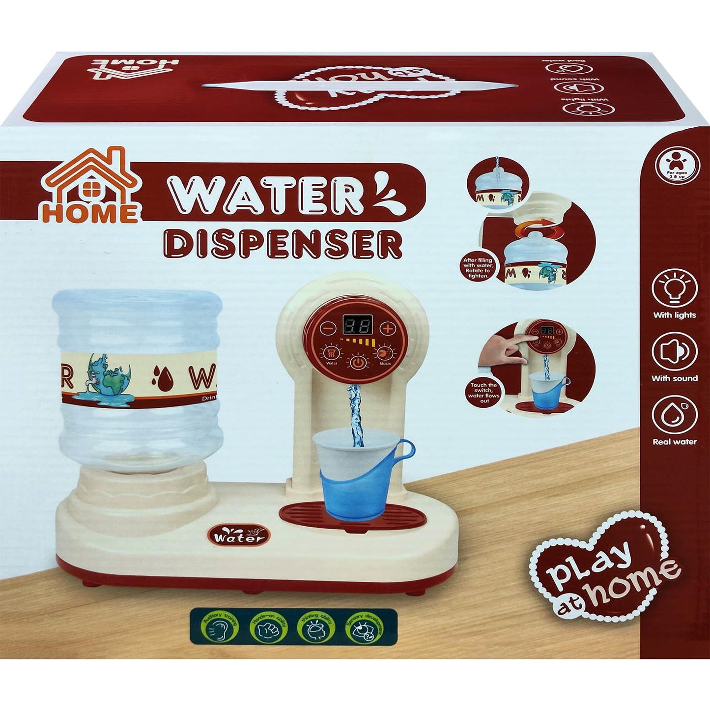 Water dispenser toy for kids with lights and music