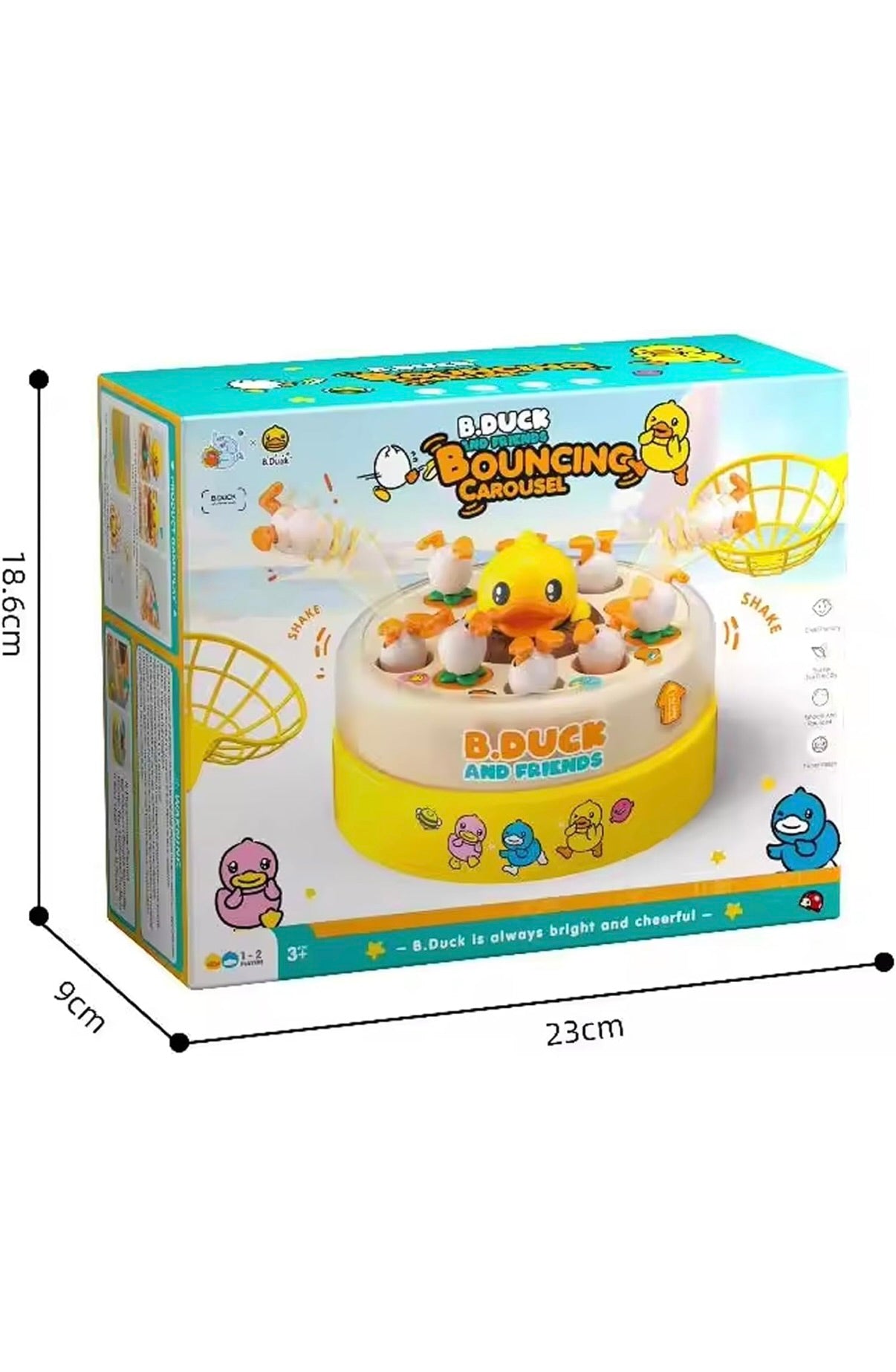 B.duck Bouncing & Learning Electric Carousel Toy, Improves Focus & Fine Motor Skills, Montessori Music Toy for Kids