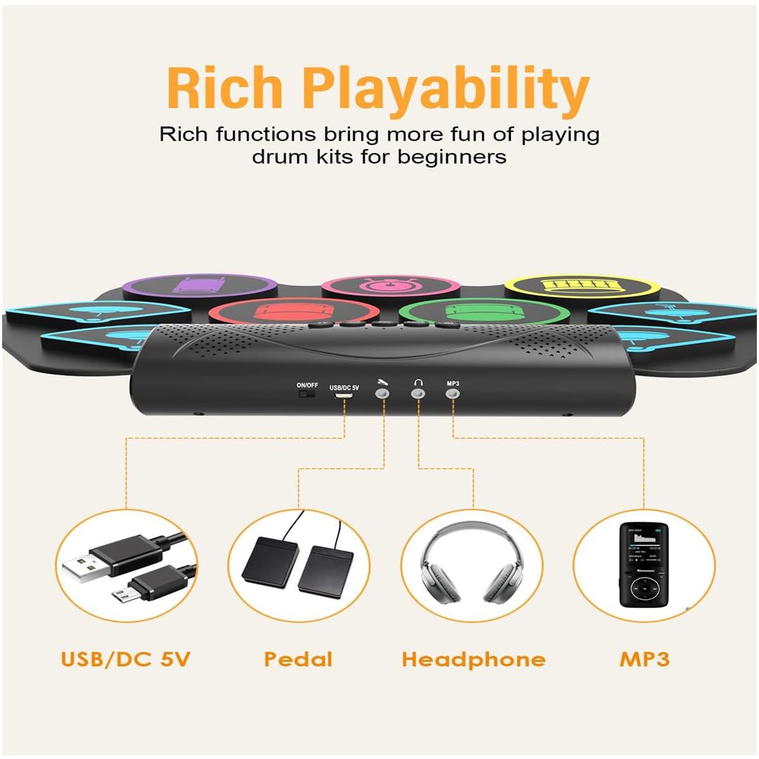 Big size Electronic Drum Set, Playmaster Electric Drum Set Roll Up Drum Pad