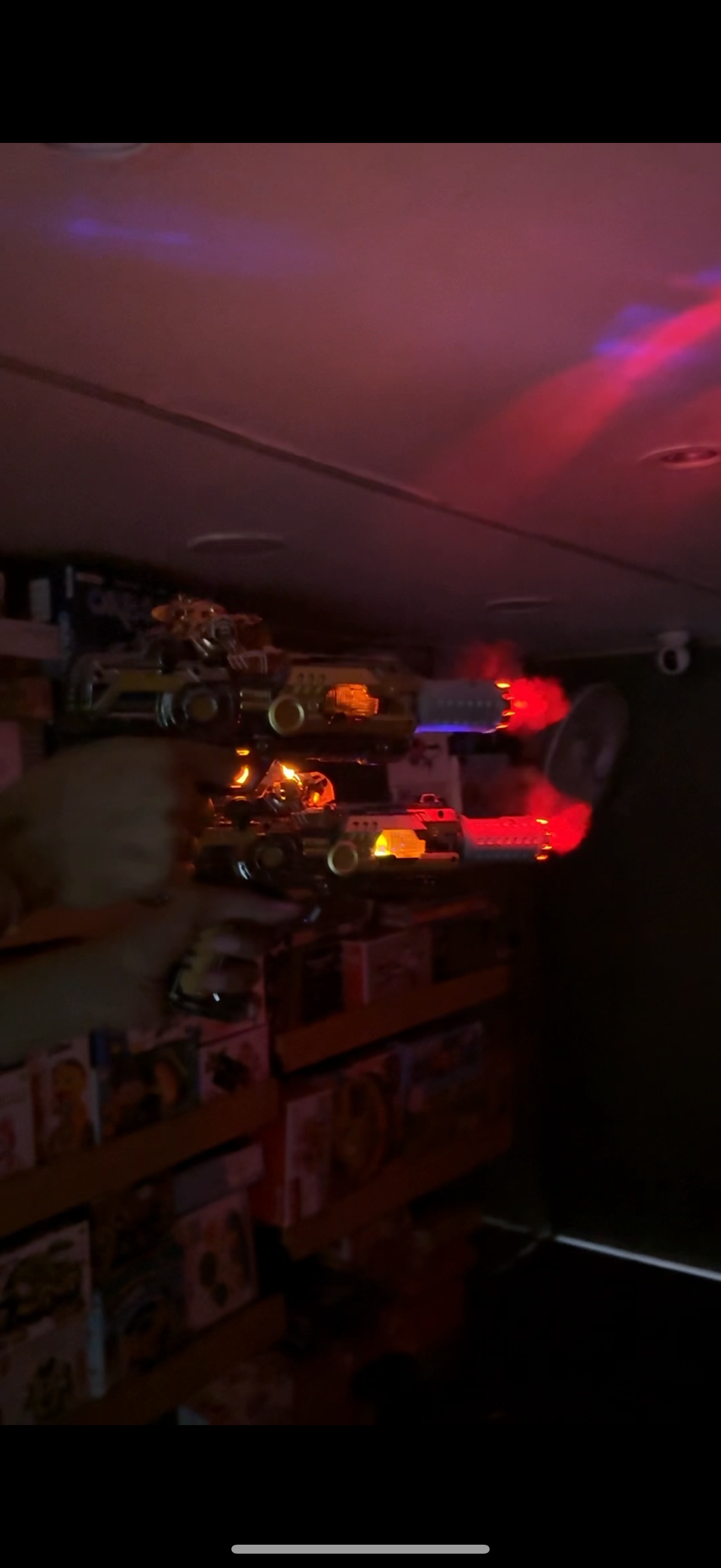 (Flame Musical gun With Moving Top Loader and smoke Telescopic Barrel And Target Projection Effect - vibrating gun with lights and music