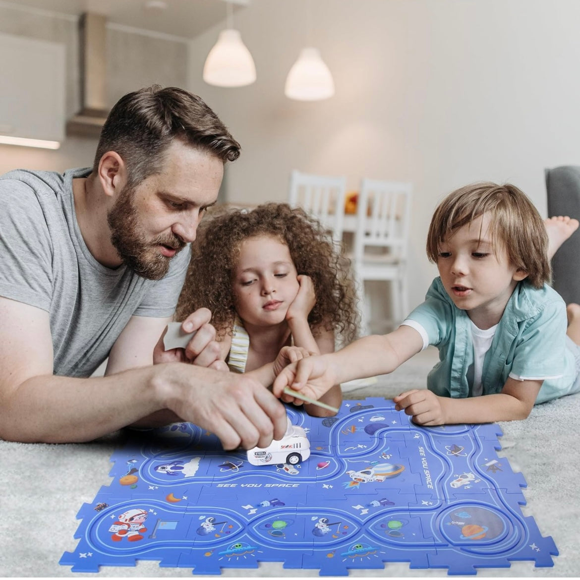 BBig size Car rail track - DIY JIGSAW PUZZLE TRACK - Puzzle Racer Track Car Set Kids Puzzle Track Car Play Set Plastic Puzzles Tracks with Vehicles playmaster toys