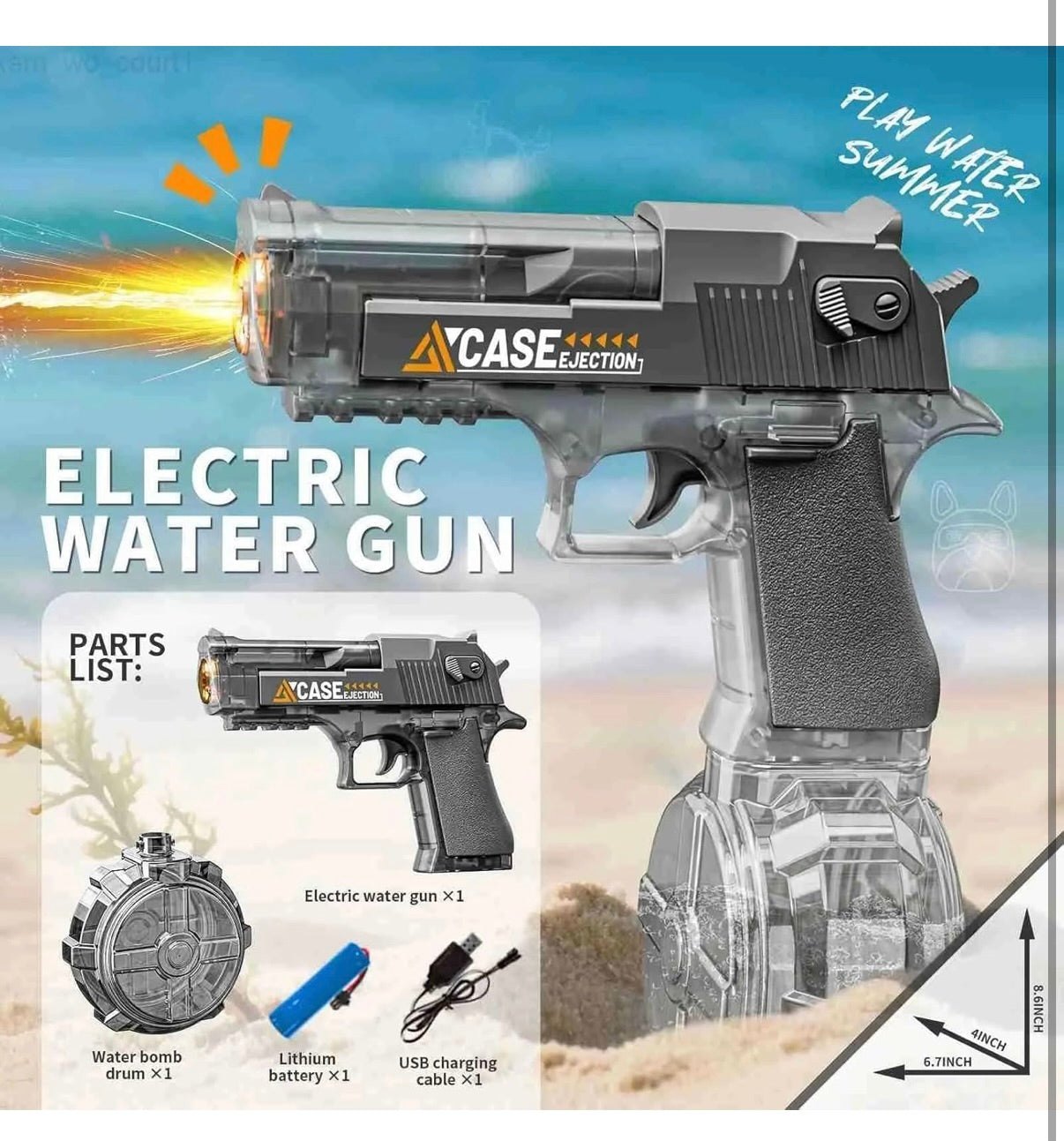 Electric Water Gun for Kids Automatic Holi Pichkari Pistol for Boys Girls Age 3 Years Above with Large Capacity Water Tank and Rechargeable Battery