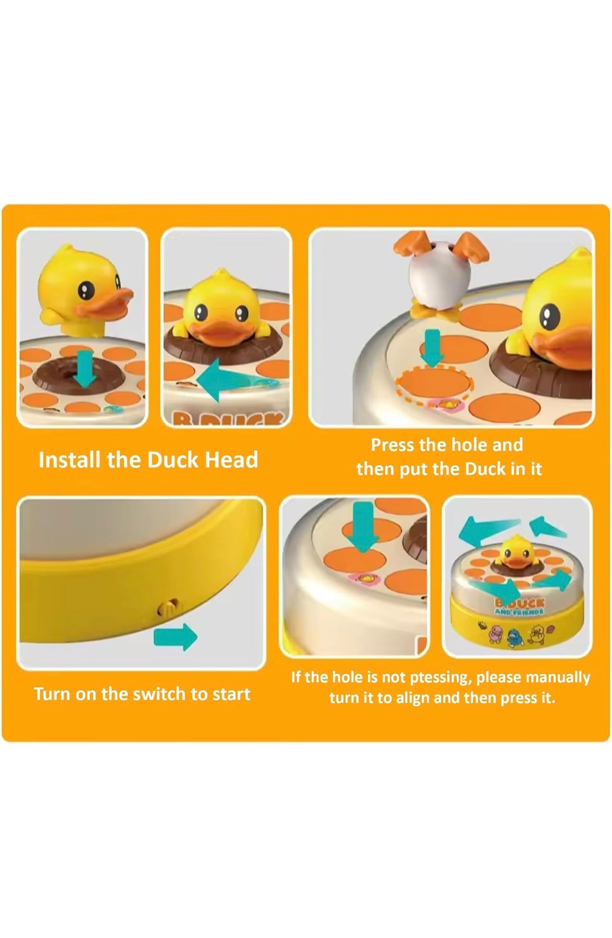 B.duck Bouncing & Learning Electric Carousel Toy, Improves Focus & Fine Motor Skills, Montessori Music Toy for Kids