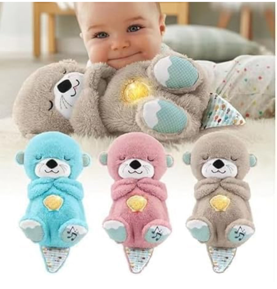 Soft Breathing Teddy with Music & Lights