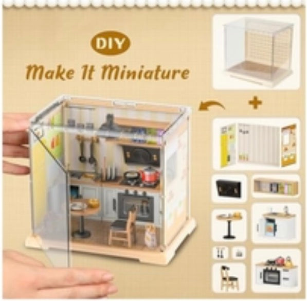 Kitchen Miniature House Kit, Mini Model Kits with Home Decor