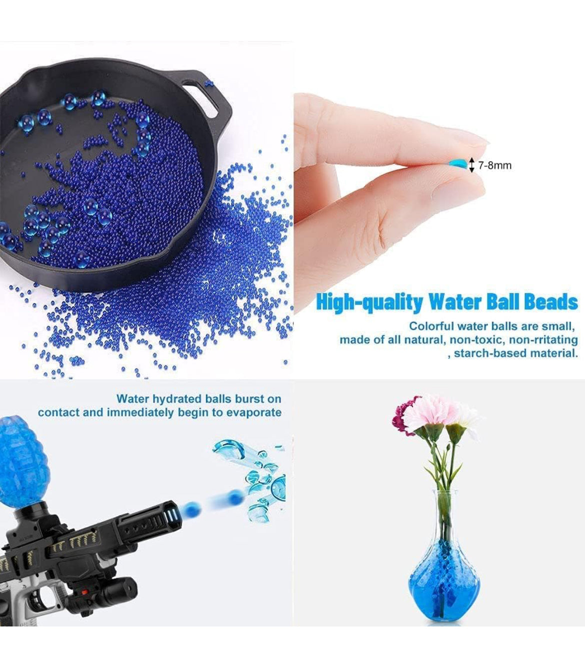 Special 14000 Gel Blaster Refill Ammo Water Beads Gel Ball Pcs 7-8mm, Water Based Gel Balls, Non-Toxic