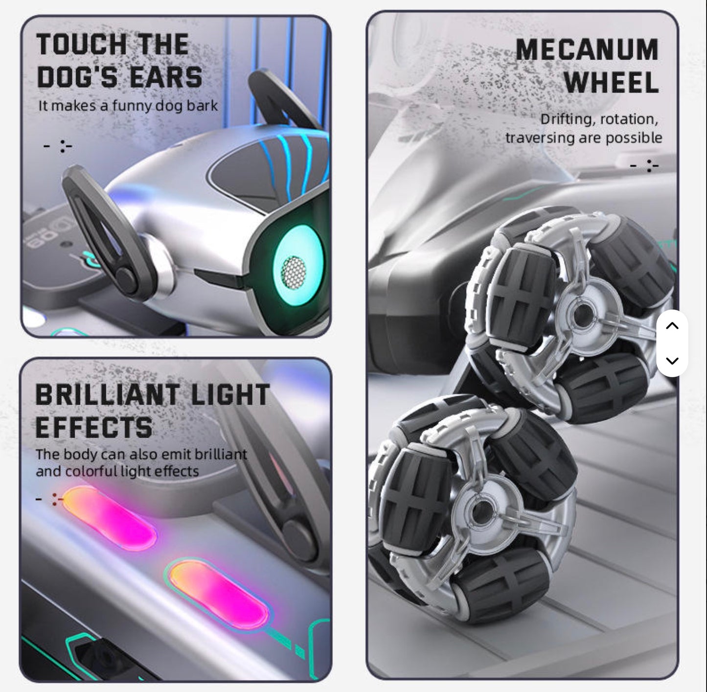 2.4GHz Eight-Wheel Stunt Robot Dog Remote Stunt Smart LED Face Robotic Toys Automatic Remote Control Dog