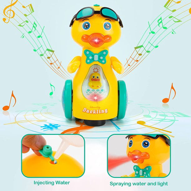 MUSICAL DUCK WITH LIGHTS AND SMOKE - Toy Dancing Walking Yellow Duck Baby Toy with Music and LED Lights