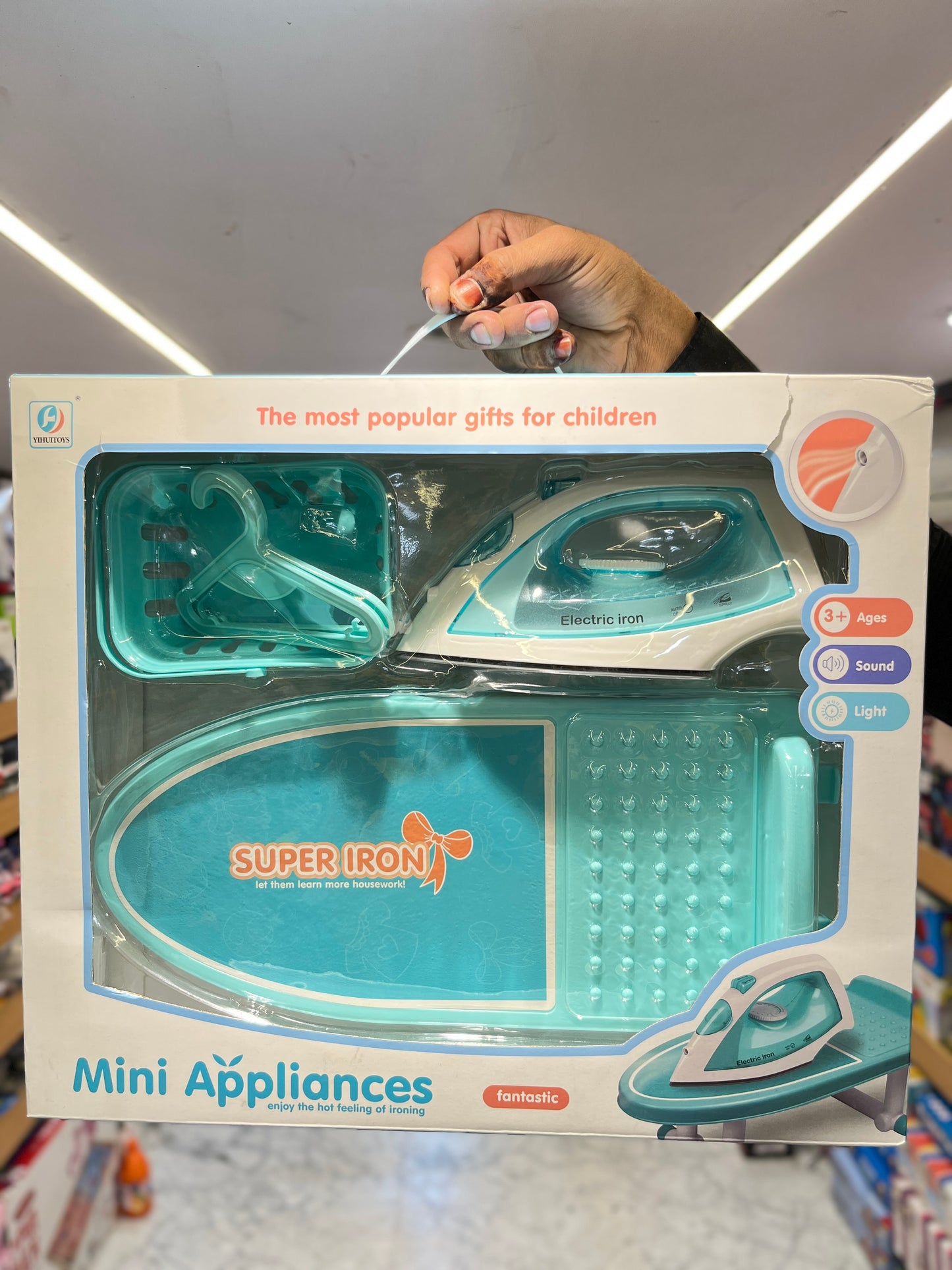 Iron table with water spray iron and accessories - light and sound playmaster toys