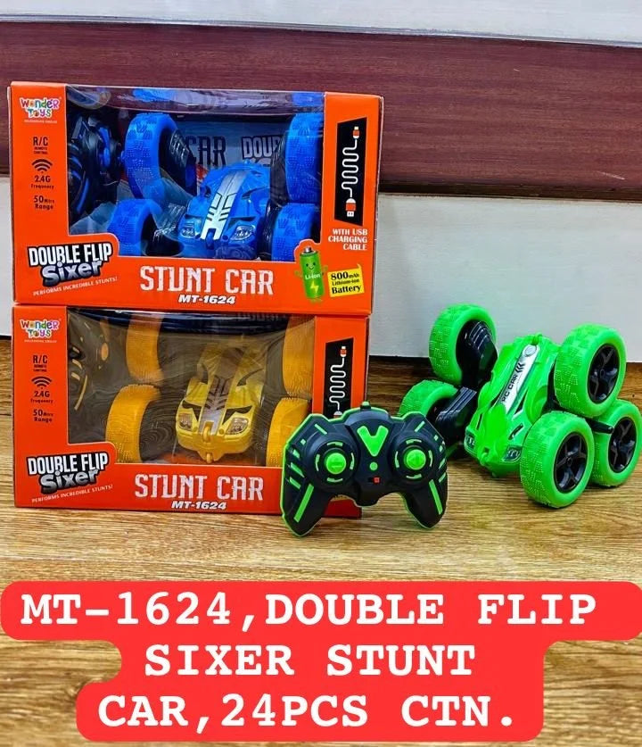 Battery Operated Six Wheels Double Flip Stunt Toy Car
