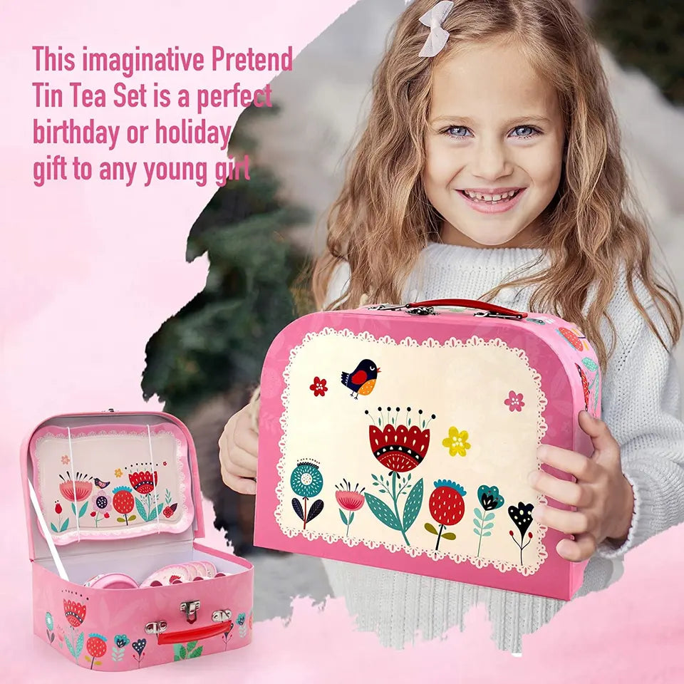 Metal Tea Set - Superb Quality metal tea set with suitcase packaging - Real tea set for girls