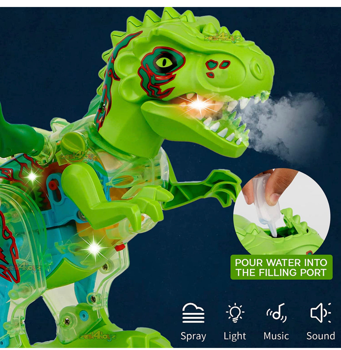 dinosaur with smoke spray - dino with music