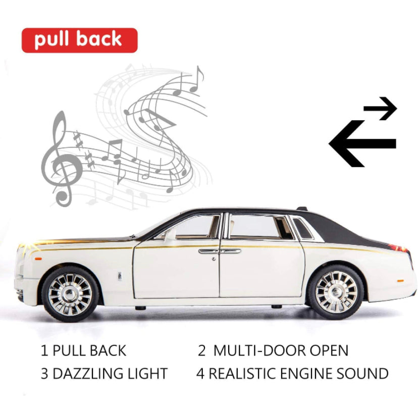 Alloy Metal Pull Back Die-cast Car 1:24 Rolls Royce Phantom- Openable door with Light & Music