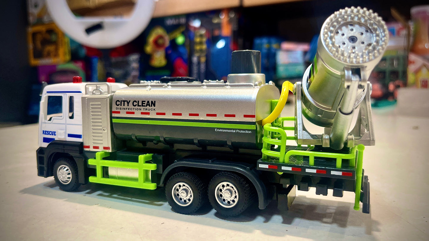 Water spray truck with music - scale model metal truck with real water spray - container truck