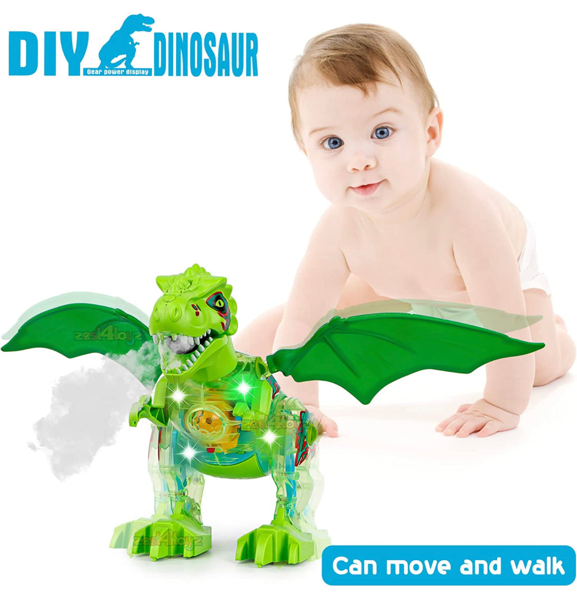 dinosaur with smoke spray - dino with music