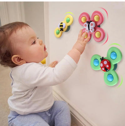 Baby Bath Toys 3 PCS Insect Suction Cup Spinner Toy for Baby Boys Girls Pop up Toy Waterproof Suction Cup Spinning Top Rotating Montessori Learning Toy