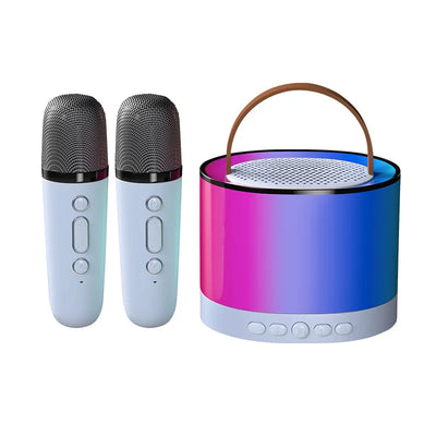 K 52 Karaoke Portable Bluetooth speaker with 2 Microphone and color changing lights Wireless Microphone for kids