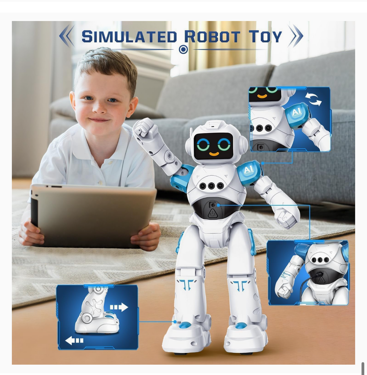 RC Robot Toys for Kids - Smart Talking Voice Remote Control Robot, Gesture Sensing Programmable Emo Robot Toy for Age 3 4 5 6 7 8 Year Old Boys Girls Birthday Gift Present