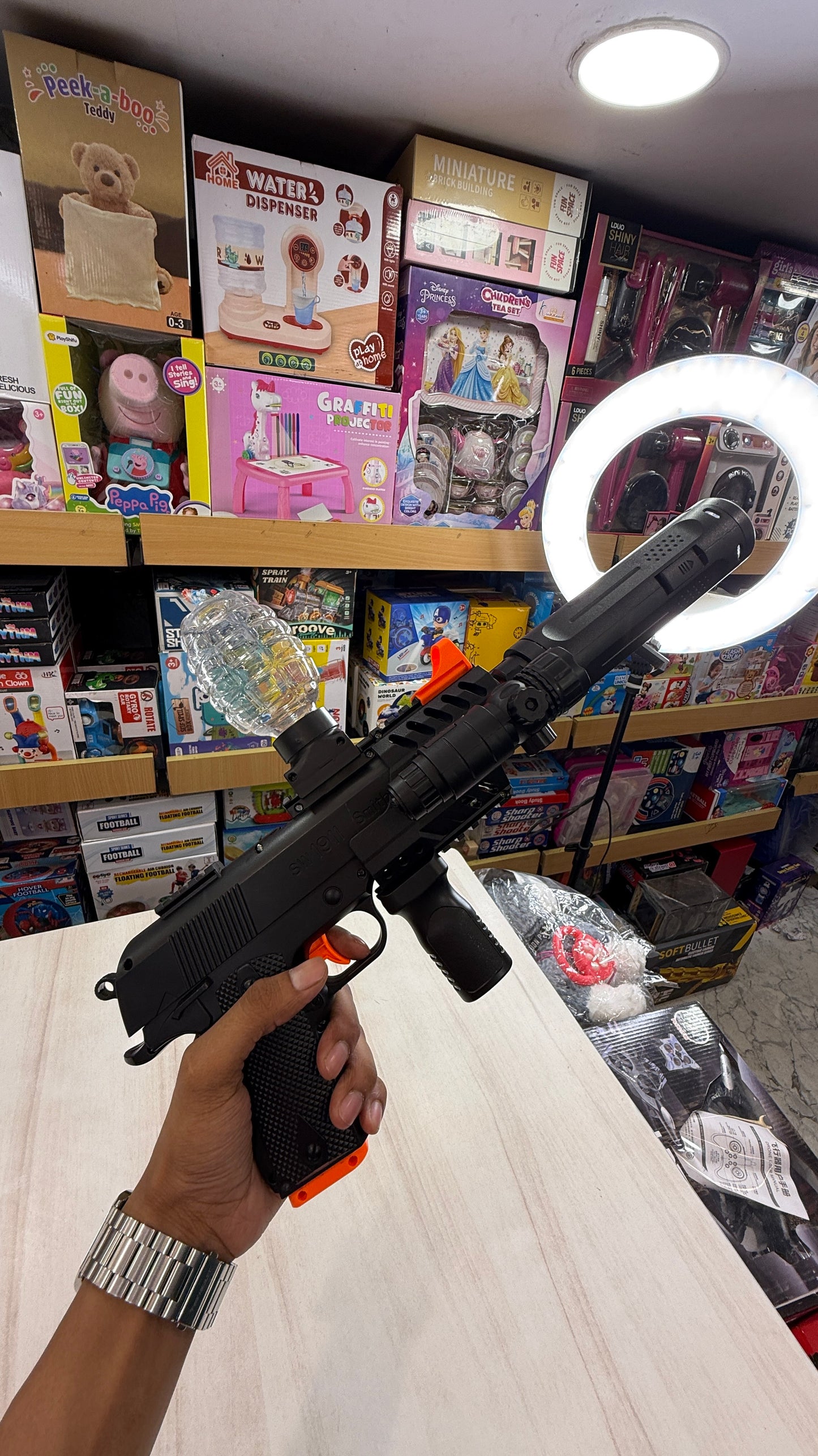 Super fast style Orbeez jelly gun with ultra sonic silencer - rechargeable orbeez Jelly gun with luminous silencer lights - playmaster toys