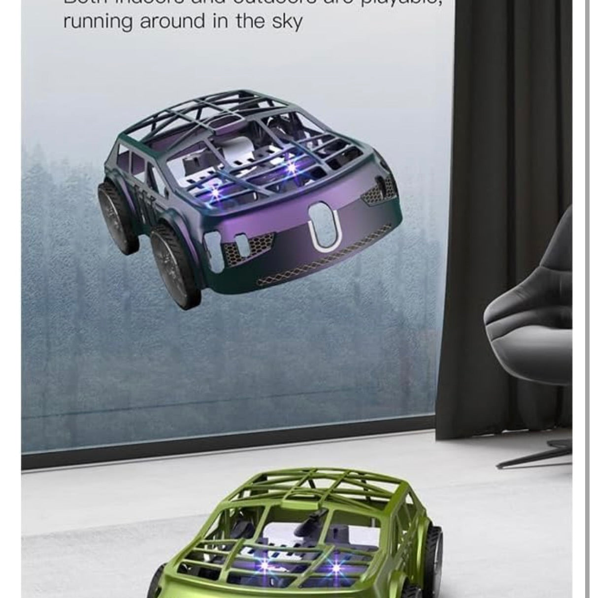 2.4GHz Flying Falcon RC Car 2-in-1 Air & Ground Racer | One-Click Takeoff Landing, Cool LED Lights Vehicle Toy for Kids Boys Girls (Multicolor)