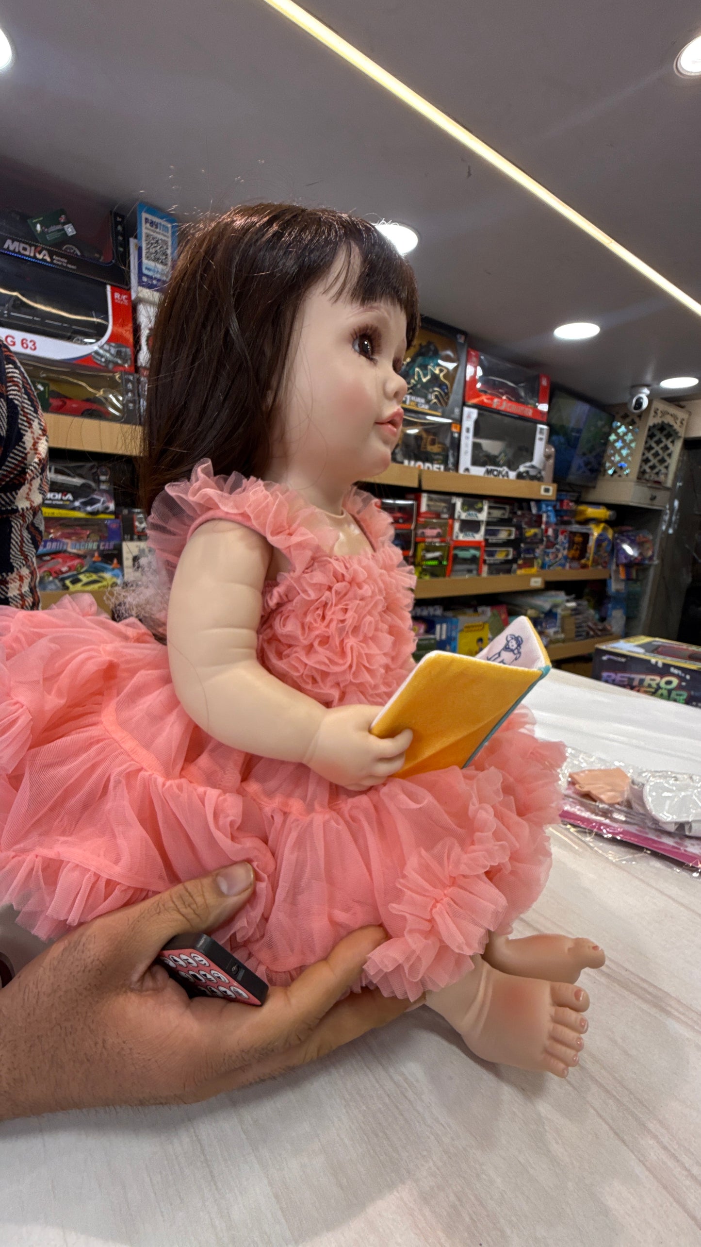 Reborn Baby Doll with AI Voice & Remote Control | 18-Inch Lifelike Silicone Baby Doll | Realistic Eyes, Soft Body, Talking Doll for Kids for Girls | Multicolor Dress