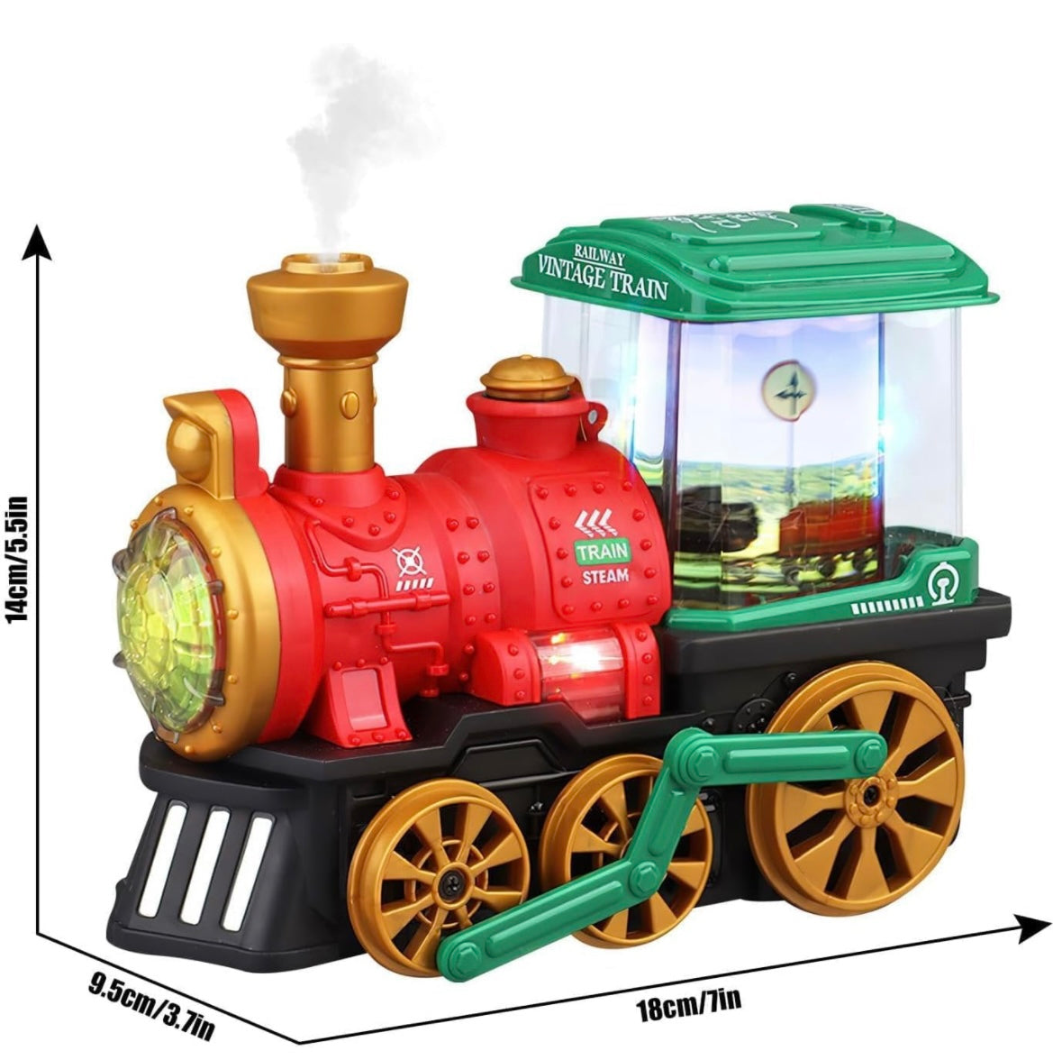 Kids Train Toys Electric Train Toy with Smokes, Light, Sound & Rotating Lamp