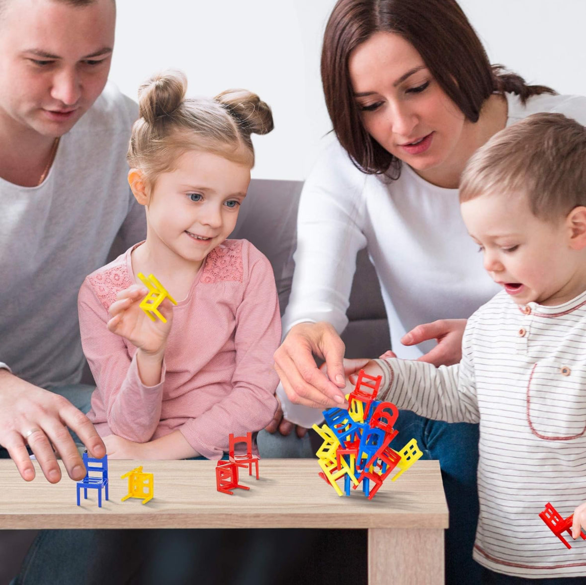 Balancing Chair Game with 18 Mini Chairs. Development Learning Game for Coordination & Balance