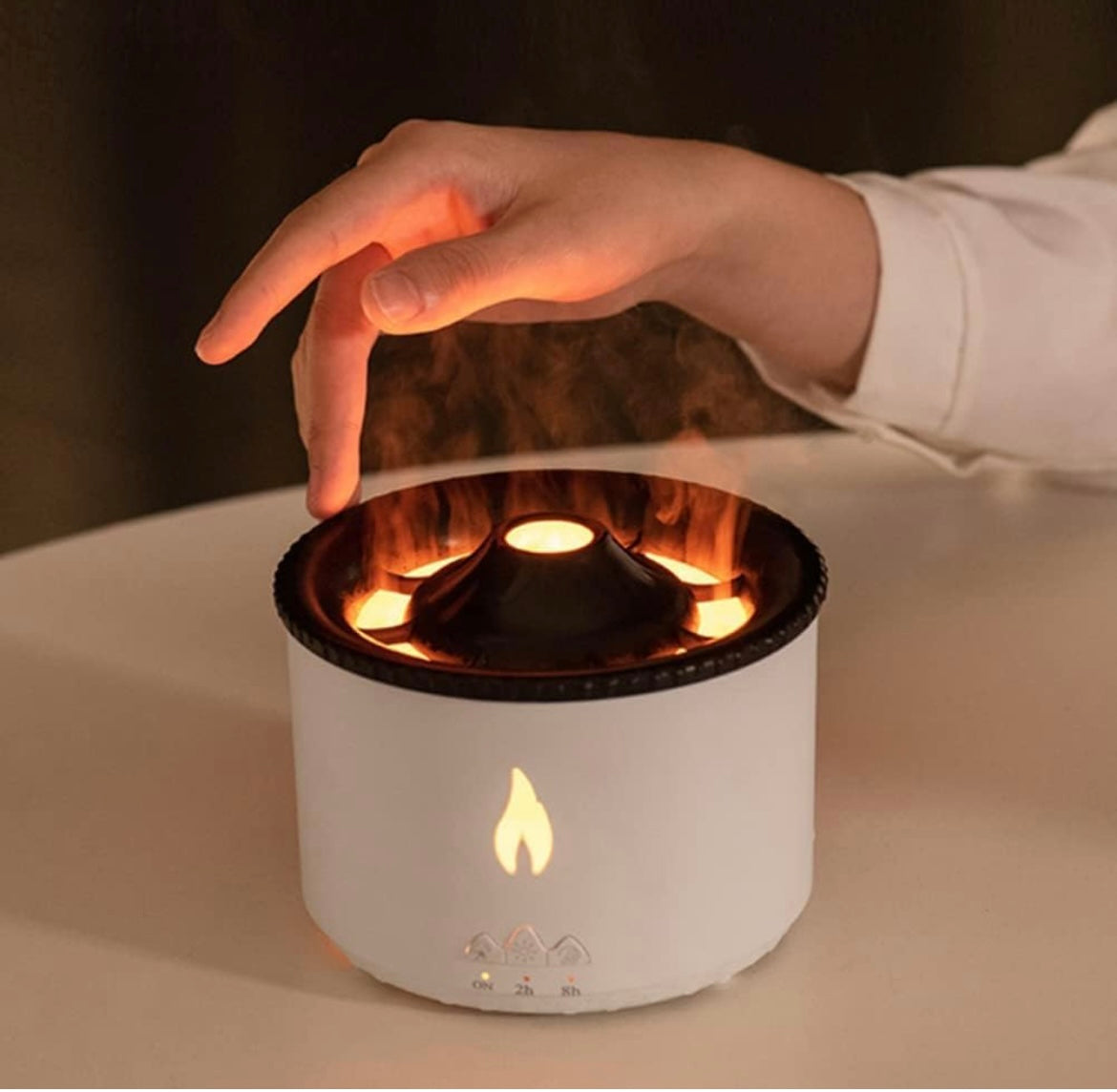 Volcano smoke Humidifier Flame Diffuser Atmosphere Light Humidifier Portable Noiseless Aroma Aromatherapy Diffuser,Auto Shut-Off (Valcano Flame)